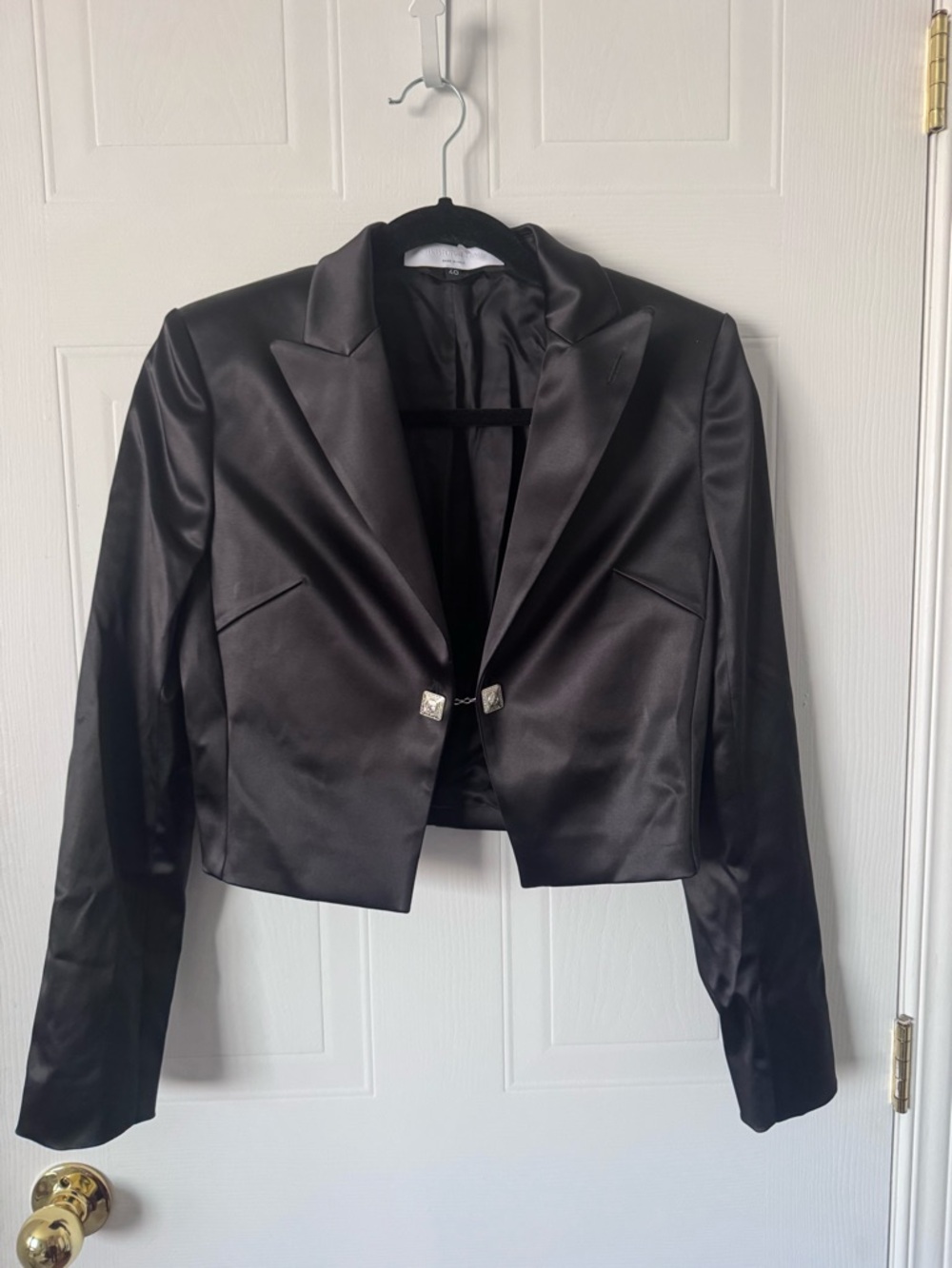 Christopher Batea  Black  Blazer with Silver Accent Clasps made in Italy size 40